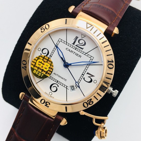 Cartier-Pasha Man 41mm RG/LE White/Num GBF 9015