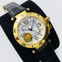 Cartier-Pasha Man 41mm YG/LE White/Num GBF 9015