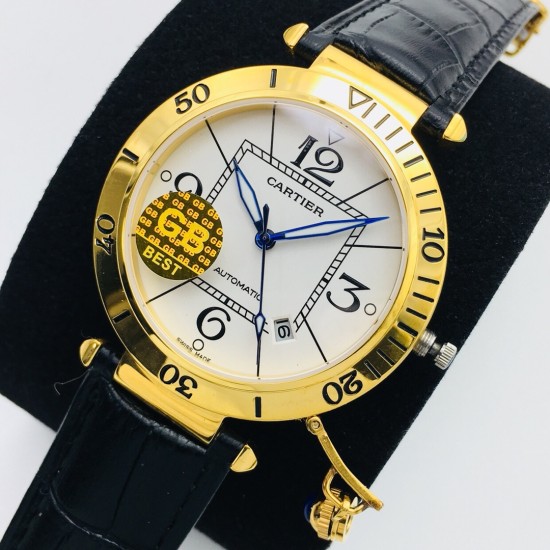 Cartier-Pasha Man 41mm YG/LE White/Num GBF 9015