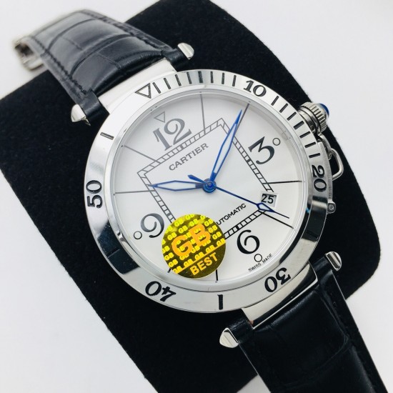 Cartier-Pasha Man 41mm SS/LE White/Num GBF 9015