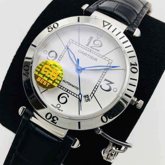 Cartier-Pasha Man 41mm SS/LE White/Num GBF 9015