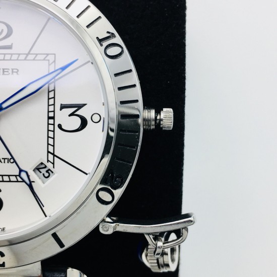 Cartier-Pasha Man 41mm SS/LE White/Num GBF 9015