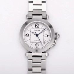 Cartier-Pasha Ladies 35mm SS/SS White/Num V9F A2892