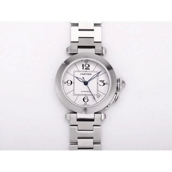Cartier-Pasha Ladies 35mm SS/SS White/Num V9F A2892