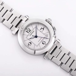 Cartier-Pasha Ladies 35mm SS/SS White/Num V9F A2892