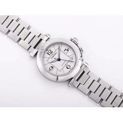 Cartier-Pasha Ladies 35mm SS/SS White/Num V9F A2892