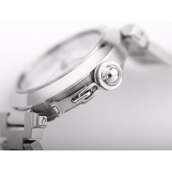 Cartier-Pasha Ladies 35mm SS/SS White/Num V9F A2892
