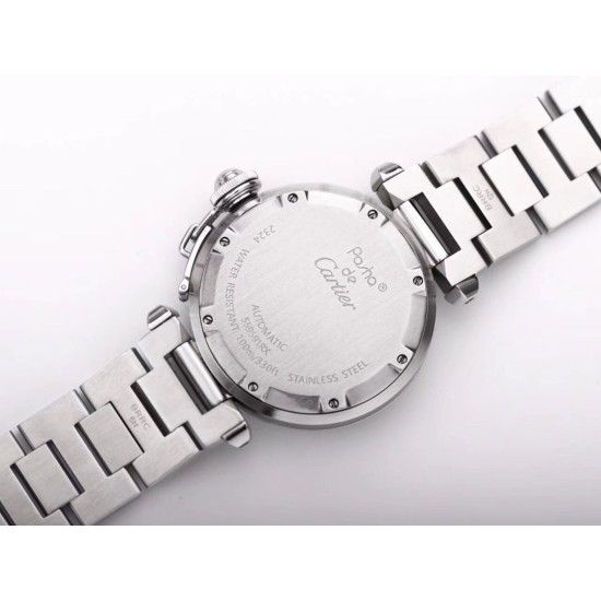 Cartier-Pasha Ladies 35mm SS/SS White/Num V9F A2892
