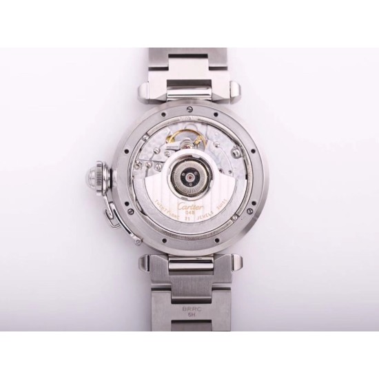 Cartier-Pasha Ladies 35mm SS/SS White/Num V9F A2892