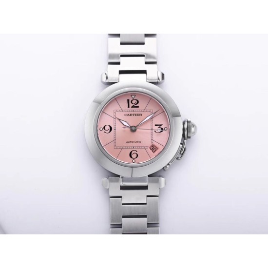 Cartier-Pasha Ladies 35mm SS/SS Pink/Num V9F A2892