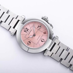 Cartier-Pasha Ladies 35mm SS/SS Pink/Num V9F A2892