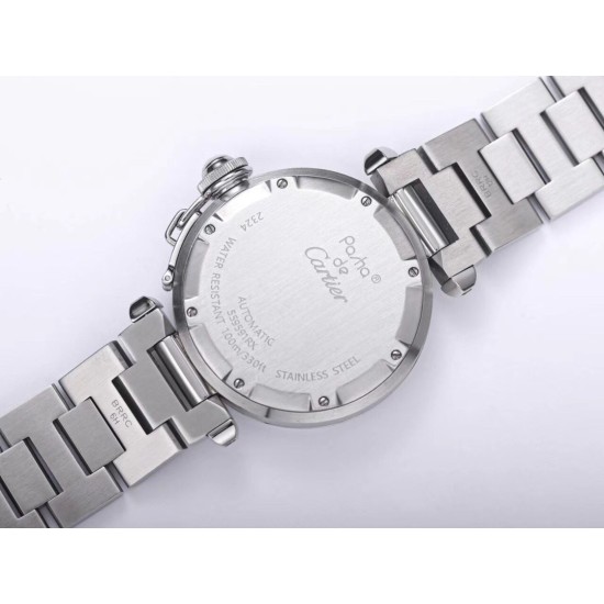 Cartier-Pasha Ladies 35mm SS/SS Pink/Num V9F A2892