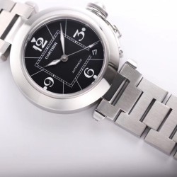 Cartier-Pasha Ladies 35mm SS/SS Black/Num V9F A2892