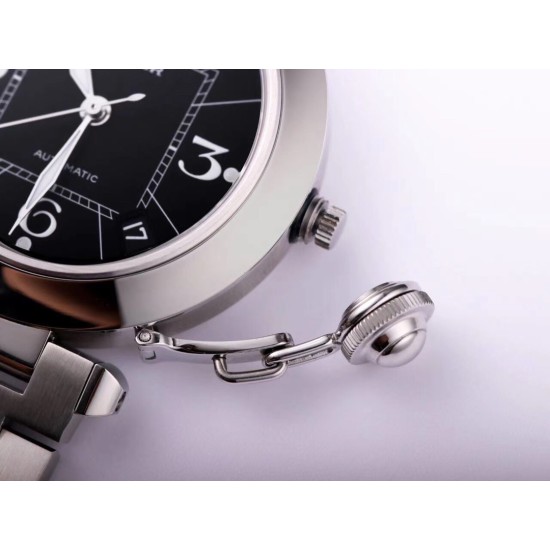 Cartier-Pasha Ladies 35mm SS/SS Black/Num V9F A2892