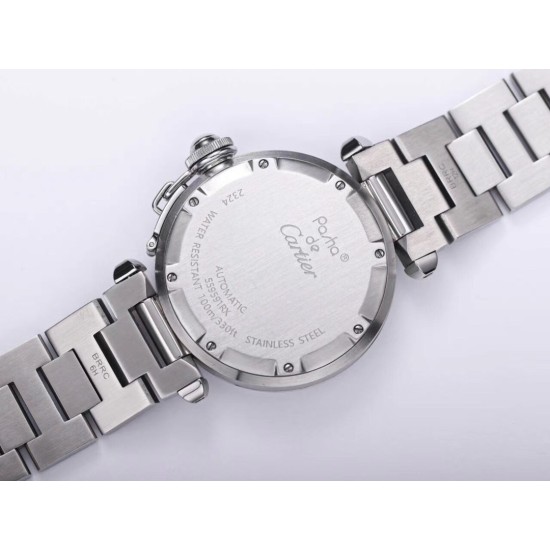 Cartier-Pasha Ladies 35mm SS/SS Black/Num V9F A2892