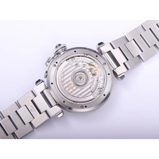 Cartier-Pasha Ladies 35mm SS/SS Black/Num V9F A2892