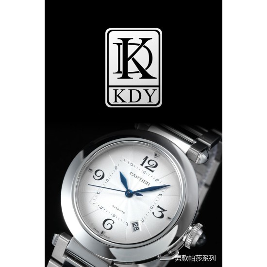Cartier-Pasha Men 41mm SS/LE White/Num KDY Original 9015 Movement