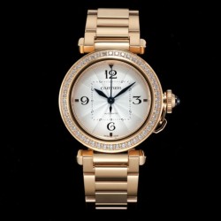 Cartier-Pasha Ladies 35mm Diam RG/RG White/Num KDY Original 9015 Movement