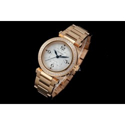 Cartier-Pasha Ladies 35mm Diam RG/RG White/Num KDY Original 9015 Movement