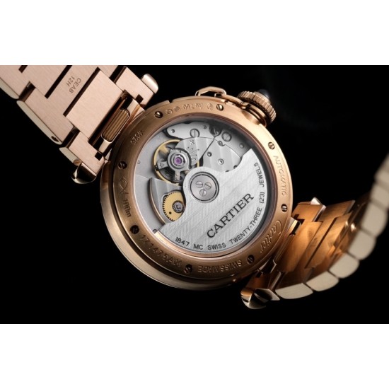 Cartier-Pasha Ladies 35mm Diam RG/RG White/Num KDY Original 9015 Movement