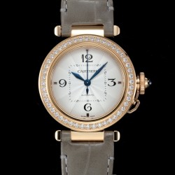 Cartier-Pasha Ladies 35mm Diam RG/LE White/Num KDY Original 9015 Movement