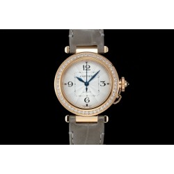 Cartier-Pasha Ladies 35mm Diam RG/LE White/Num KDY Original 9015 Movement