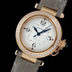 Cartier-Pasha Ladies 35mm Diam RG/LE White/Num KDY Original 9015 Movement