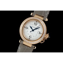 Cartier-Pasha Ladies 35mm Diam RG/LE White/Num KDY Original 9015 Movement