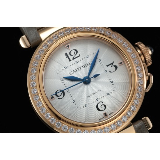 Cartier-Pasha Ladies 35mm Diam RG/LE White/Num KDY Original 9015 Movement