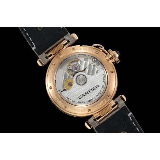 Cartier-Pasha Ladies 35mm Diam RG/LE White/Num KDY Original 9015 Movement
