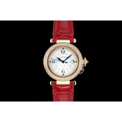 Cartier-Pasha Ladies 35mm Diam RG/LE White/Num KDY Original 9015 Movement