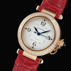 Cartier-Pasha Ladies 35mm Diam RG/LE White/Num KDY Original 9015 Movement