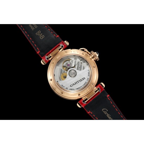 Cartier-Pasha Ladies 35mm Diam RG/LE White/Num KDY Original 9015 Movement