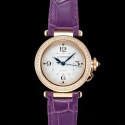 Cartier-Pasha Ladies 35mm Diam RG/LE White/Num KDY Original 9015 Movement