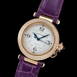 Cartier-Pasha Ladies 35mm Diam RG/LE White/Num KDY Original 9015 Movement