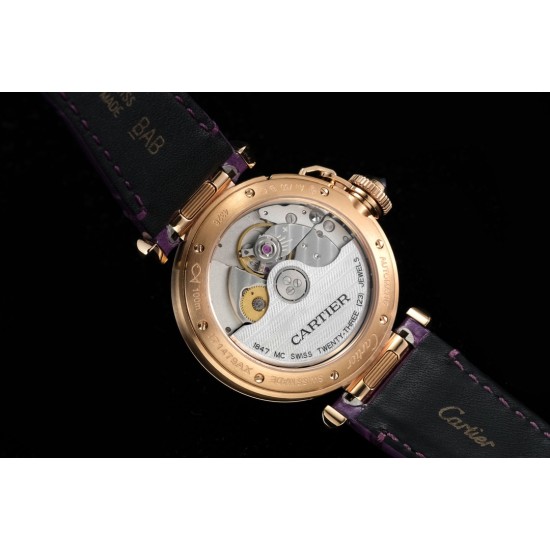 Cartier-Pasha Ladies 35mm Diam RG/LE White/Num KDY Original 9015 Movement