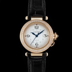 Cartier-Pasha Ladies 35mm Diam RG/LE White/Num KDY Original 9015 Movement