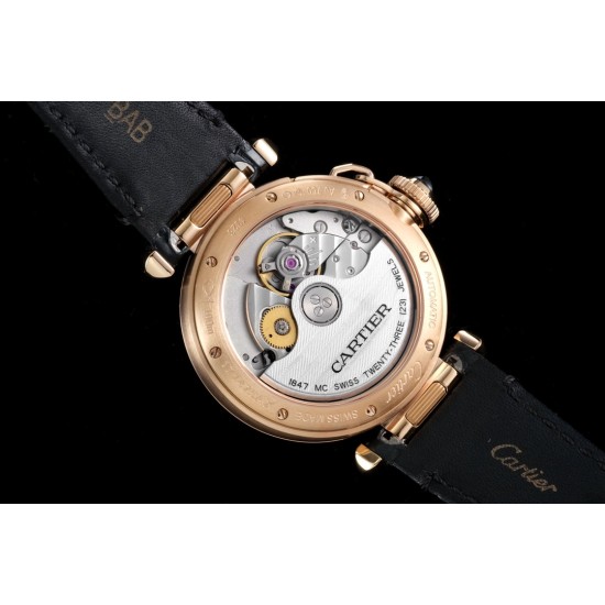 Cartier-Pasha Ladies 35mm Diam RG/LE White/Num KDY Original 9015 Movement