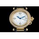 Cartier-Pasha Ladies 35mm Diam YG/LE White/Num KDY Original 9015 Movement