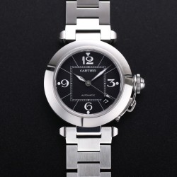 Cartier-Pasha Ladies W31074M7 35mm SS/SS Black/Num TWCF A2892