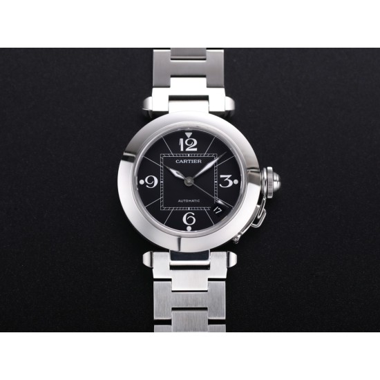 Cartier-Pasha Ladies W31074M7 35mm SS/SS Black/Num TWCF A2892
