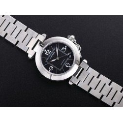 Cartier-Pasha Ladies W31074M7 35mm SS/SS Black/Num TWCF A2892