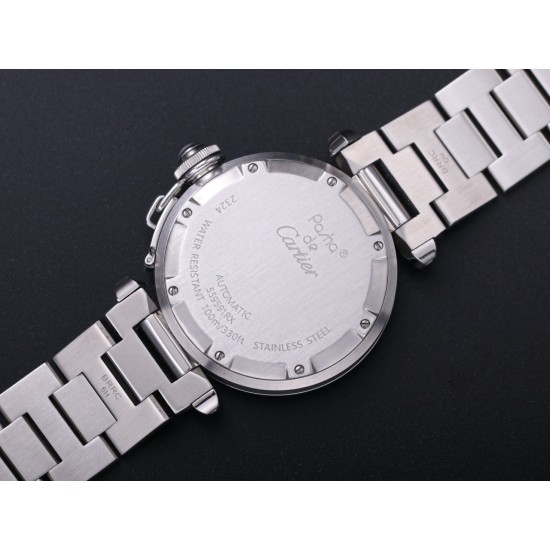 Cartier-Pasha Ladies W31074M7 35mm SS/SS Black/Num TWCF A2892