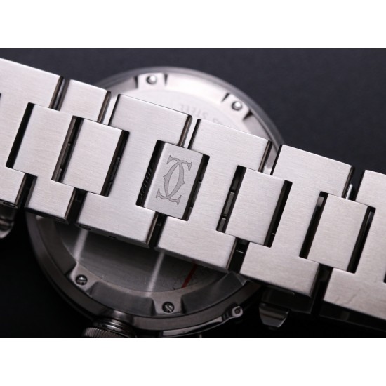 Cartier-Pasha Ladies W31074M7 35mm SS/SS Black/Num TWCF A2892