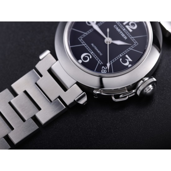 Cartier-Pasha Ladies W31074M7 35mm SS/SS Black/Num TWCF A2892