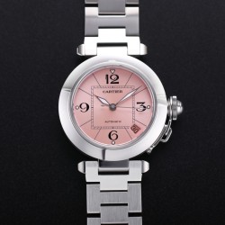 Cartier-Pasha Ladies W31074M7 35mm SS/SS Pink/Num TWCF A2892