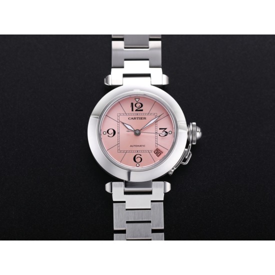 Cartier-Pasha Ladies W31074M7 35mm SS/SS Pink/Num TWCF A2892