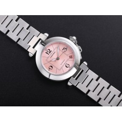 Cartier-Pasha Ladies W31074M7 35mm SS/SS Pink/Num TWCF A2892