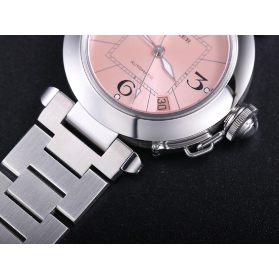 Cartier-Pasha Ladies W31074M7 35mm SS/SS Pink/Num TWCF A2892