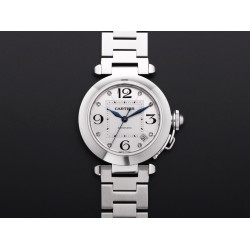 Cartier-Pasha Ladies W31074M7 35mm SS/SS White/Num TWCF A2892